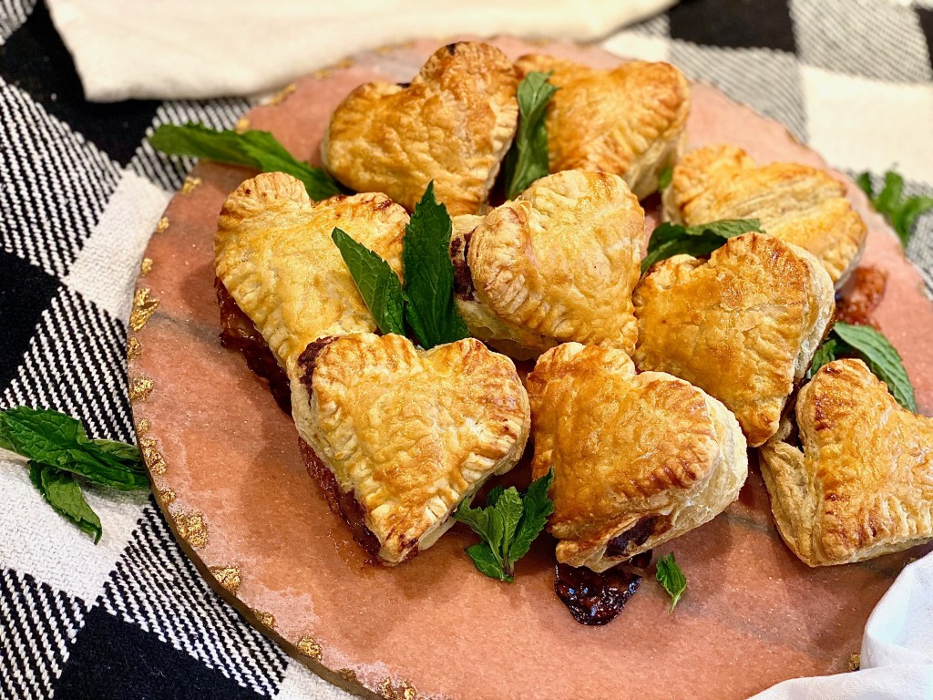 Nutella, Brie, and Strawberry Jam Filled Puff Pastry&nbsp;Hearts!