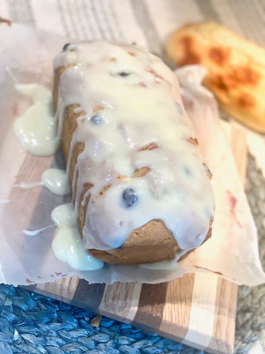 Blueberry Bread With A Sweet Lemon Cream Cheese&nbsp;Glaze.