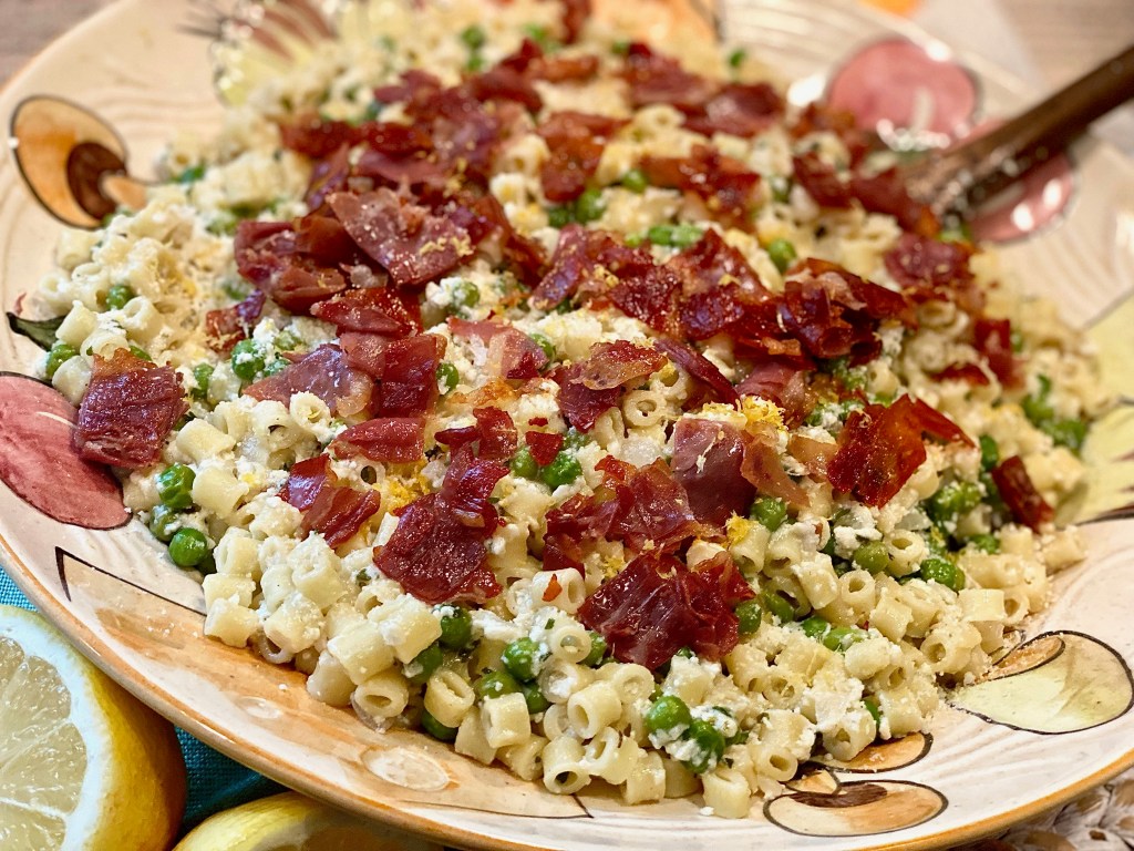 Italian Peas & Pasta With Crispy&nbsp;Prosciutto.